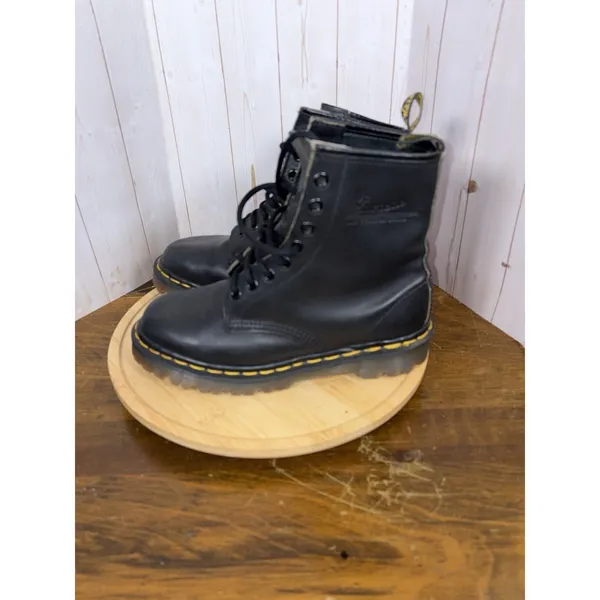 Dr. Martens Boots Womens 7‎ Black 1460 W Smooth 8 Eye Lace-Up Yellow Stitch Gum - Image 5
