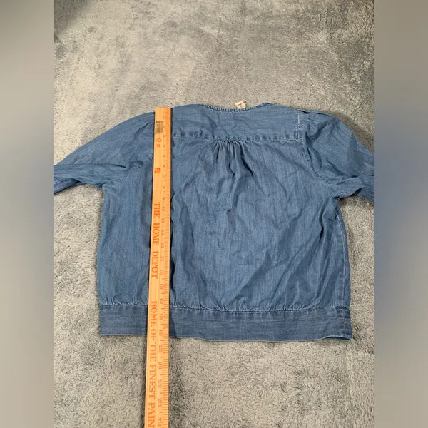 Madewell Blue Denim Wrap Blouse medium - Image 11
