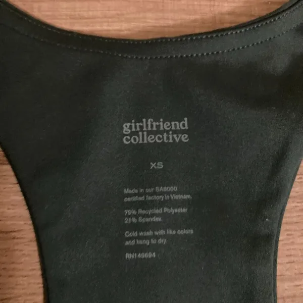 Girlfriend Collective Dark Forest Green Sports Bra XS Xtra Small Polyester Blend - Image 2