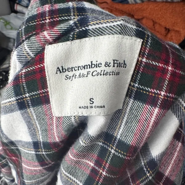 ABERCROMBIE AND FITCH‎ soft af red green plaid button down size small - Image 3