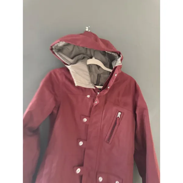 Burton‎ Dryride Women Burgundy Herringbone Snowboard Jacket Hooded Medium - Image 4