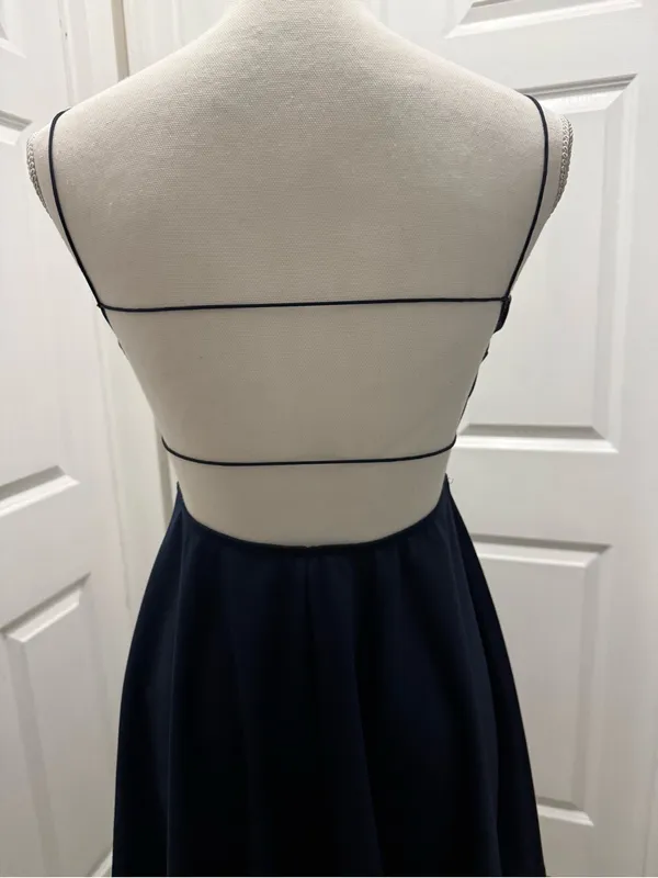 Windsor navy blue satin fit-and-flare mini dress Size S - Image 3
