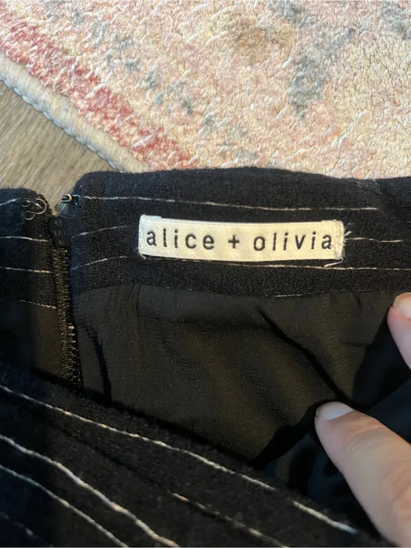 Alice + Olivia Black Pinstripe Tiered Peplum Skirt - Image 9