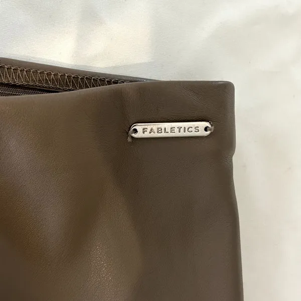 New FABLETICS Vegan Leather Pull-On Stretch Leggings Willow Bark‎ Tan Brown Sz L - Image 12