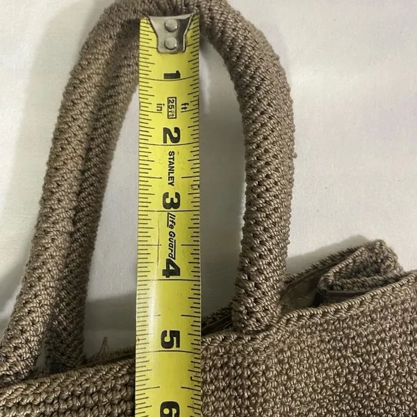 The Sak Crochet Knit Mini Tote Bag Brown Small Shoulder Purse - Image 9