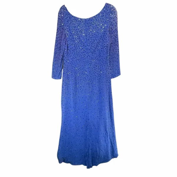 Mon Cheri Vintage Embellished Evening Gown Blue Size 12 Formal Dress‎ Wedding - Image 7