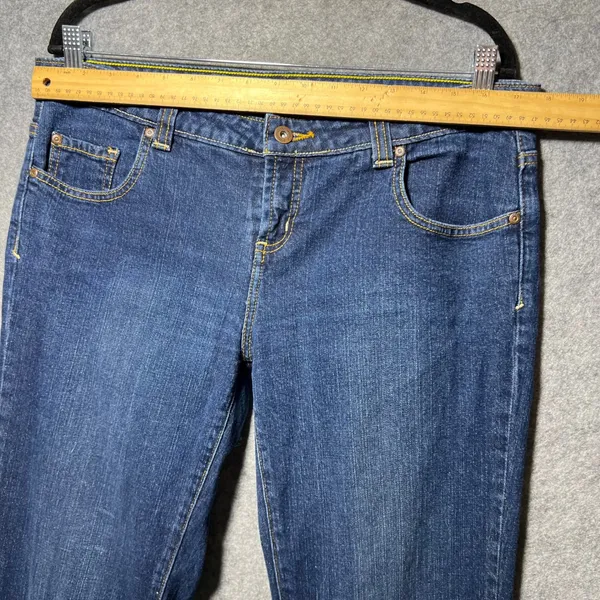 Daisy Anchor Blue‎ Bootcut Jeans Size 15 Y2K Low Rise Stretch Denim - Image 2