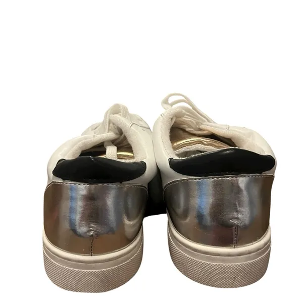 Steve Madden Rezume Leather White‎ and Metallic Lace Up Sneakers Size 7.5 - Image 4