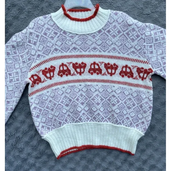Free People Freya Fair Isle Sweater Large Boho Nordic Ski Lodge Cozy Pullover - Image 8