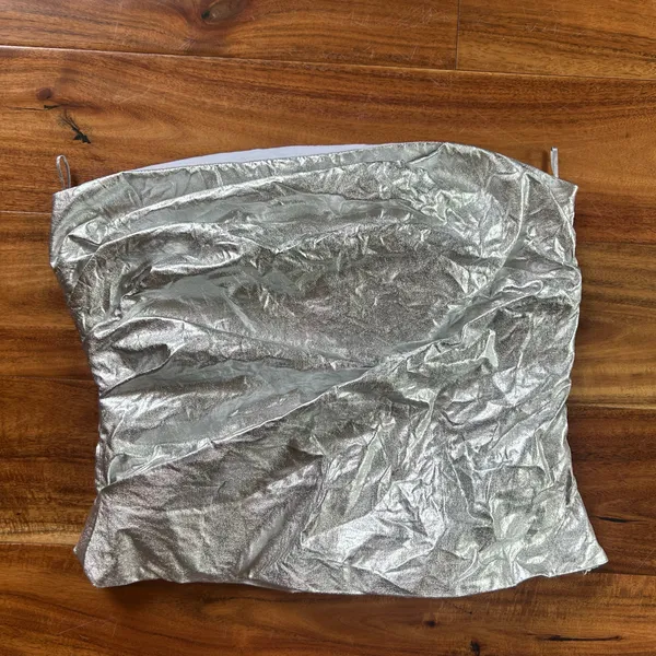 Zara Metallic Strapless Tank Top - Image 2