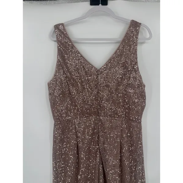 Alex & Eve Sequin Cocktail Dress Sz 12 Prom Old Hollywood Gala Champagne Rose - Image 8