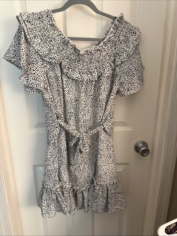 Pink Lily White Mini Dress with Black Dot Print - Image 2