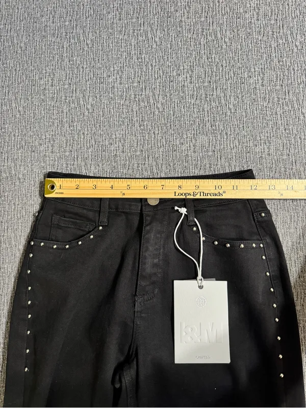 I&M High Rise Black Barrel Studded Jeans - Image 13