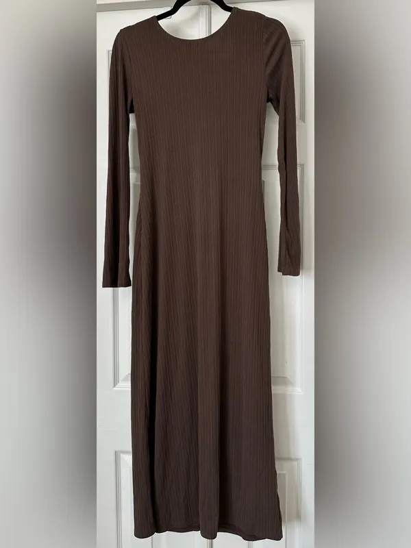 Reformation Benedict midi Dress brown size small - Image 4