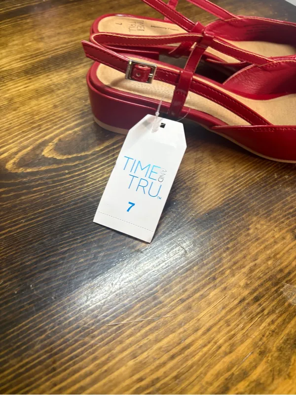 Time And Tru Red Sling Back Flats Size 7 - Image 6