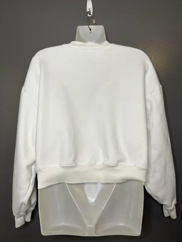 Athleta Sweatshirt Womens Medium White Fleece Crewneck Pullover Relaxed Fit - Image 5