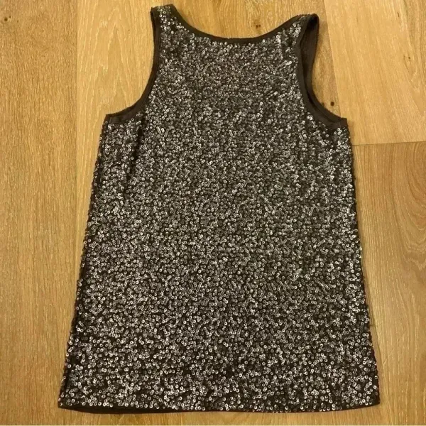 Vintage J Crew Women's Small M Brown Silver Sequin‎ Sleeveless Tank Top Party - Image 5