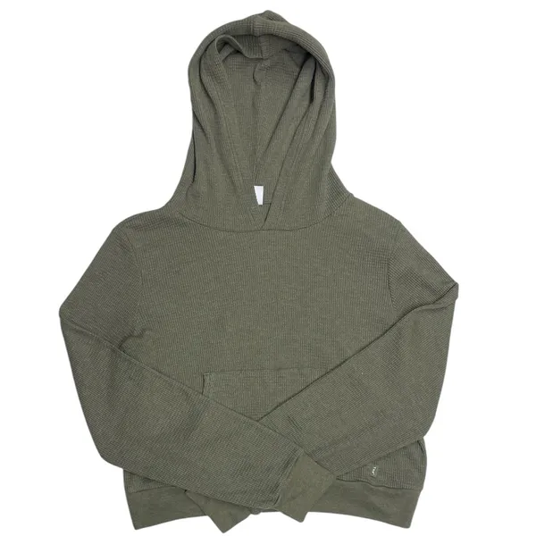 Aritzia TNA Olive Green Women's Knit Waffle Hoodie Size Large - Image 2
