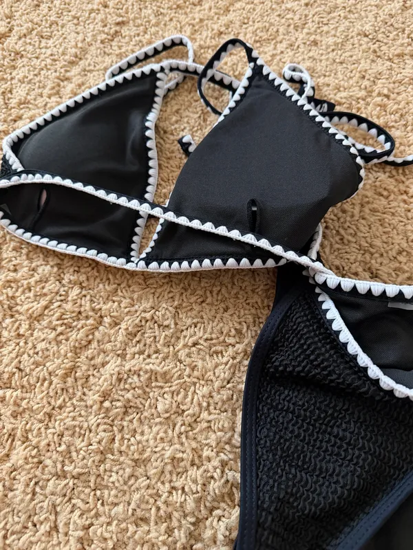 SheIn Black and White Bikini Set - Image 2