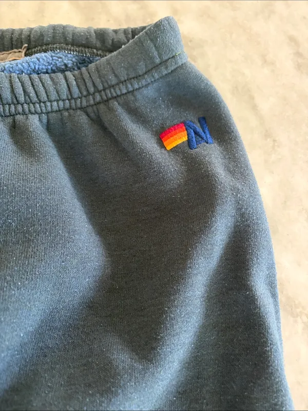 Aviator Nation Navy and Dark Blue Retro Stripe Logo Track Joggers - Image 3