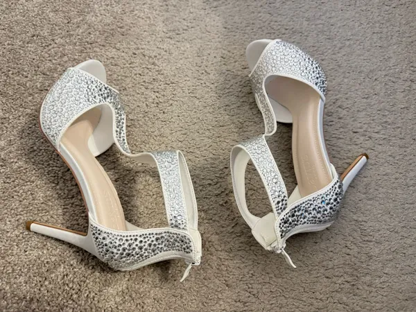 David's Bridal Crystal-Detailed Peep-Toe Shooties STYLE# NELIA 8.5 - Image 12
