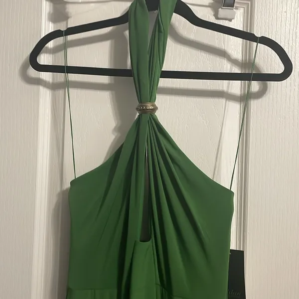 NWT Aidan by Aidan Mattox‎ Moss Green Halter Gown Maxi Dress Wedding Gala Party - Image 4