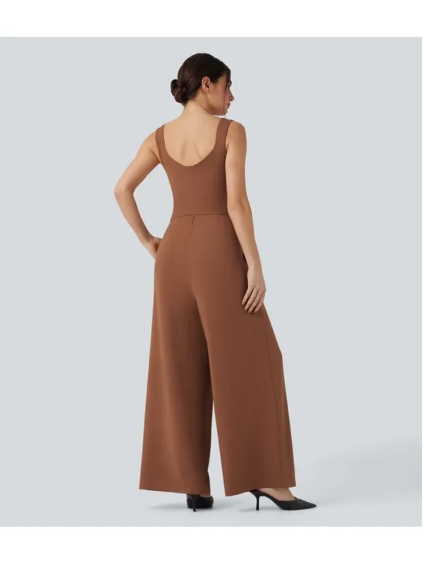 Halara U-Back Sleeveless Wide Leg Casual Jumpsuit Size L Regular Terracotta NWOT - Image 3