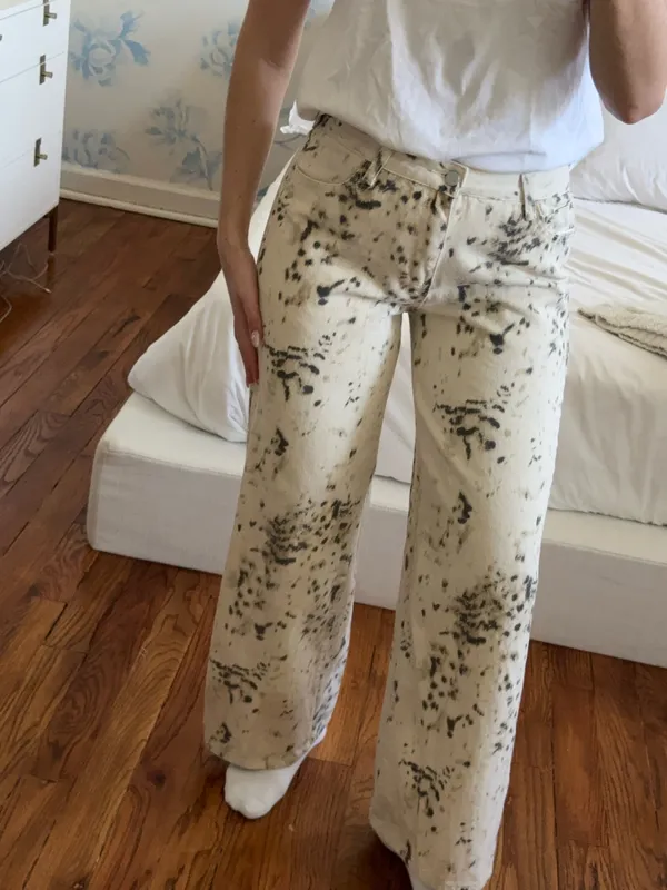Oak + Fort Leopard Jeans White Tan Grey - Image 2