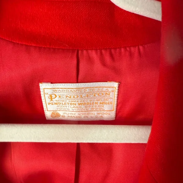 Vintage Pendleton Red Wool Blazer Jacket Womens Size‎ S Single Button USA Made - Image 4