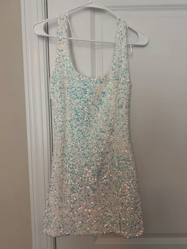 Mable White Sequin Mini Dress - Image 3