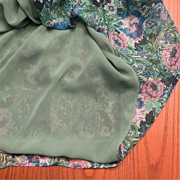 Mango Ruffle One-Shoulder Frill Hem‎ Floral Print Maxi Dress Green Size 2 - Image 15