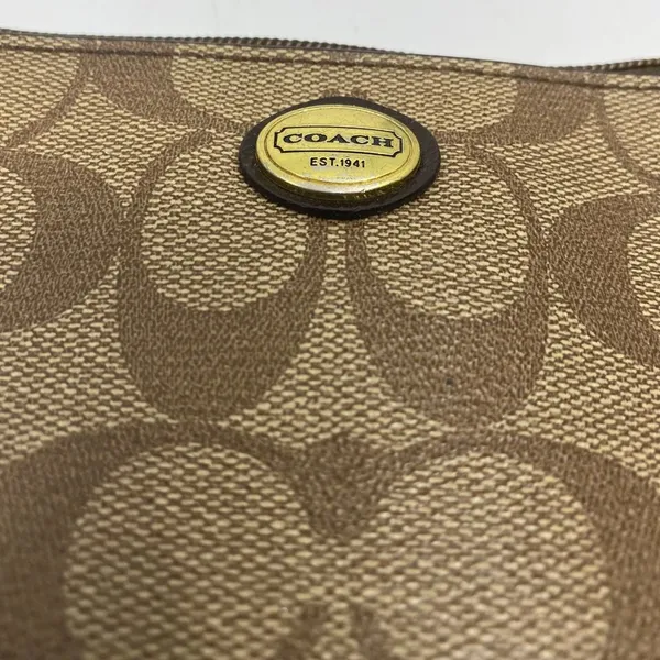 COACH Tan Brown C Signature Canvas Wristlet - Image 7