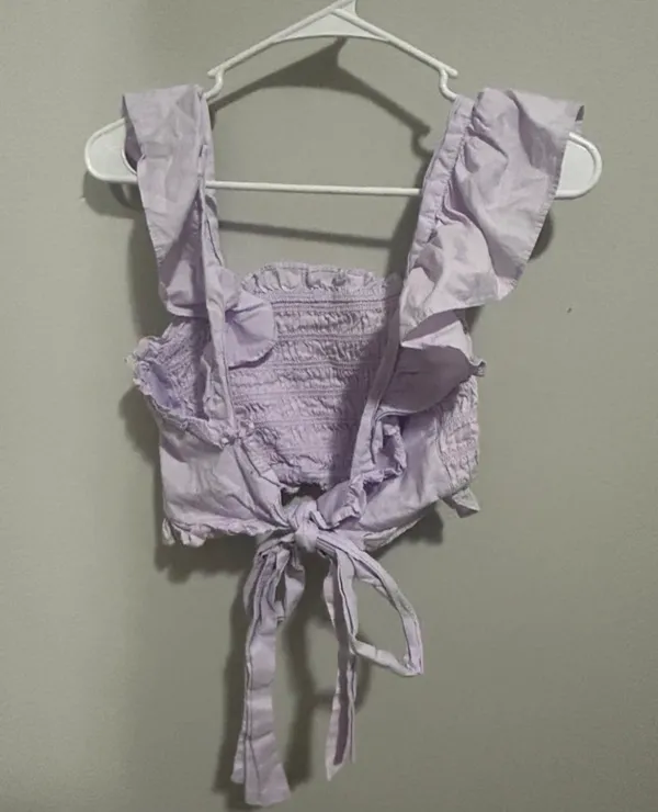 Ruffled crop top Purple Size L - Image 2