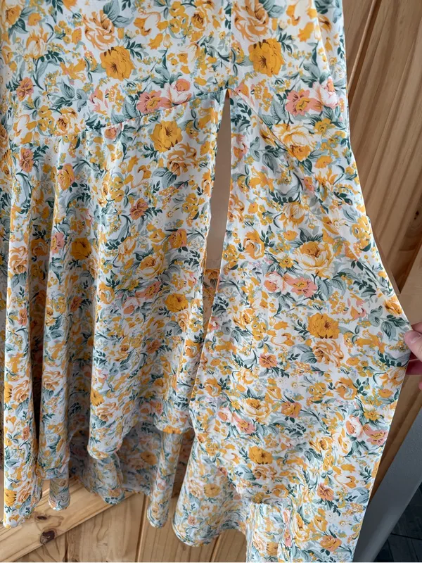 Lulus Watching the Blooms Yellow Floral Print High-Low Midi Dress - Image 7