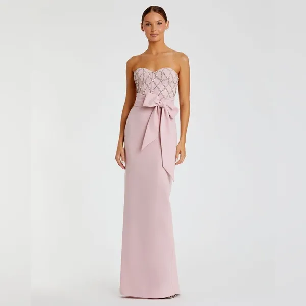 MAC DUGGAL 2294 Strapless Crepe Embellished Bustier Gown With Bow - Image 5