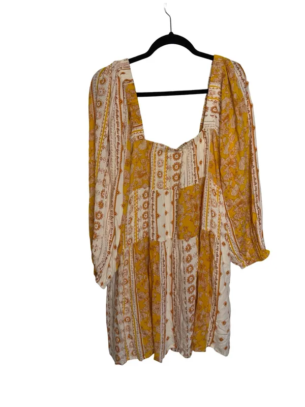 🌼 En Crème Boho Patchwork Mini‎ Dress Large NWT 🌼 Orange - Image 5