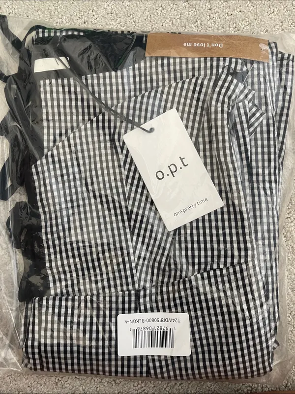 NWT o.p.t Babette Midi Dress size 0 gingham tie front cotton few moda - Image 7