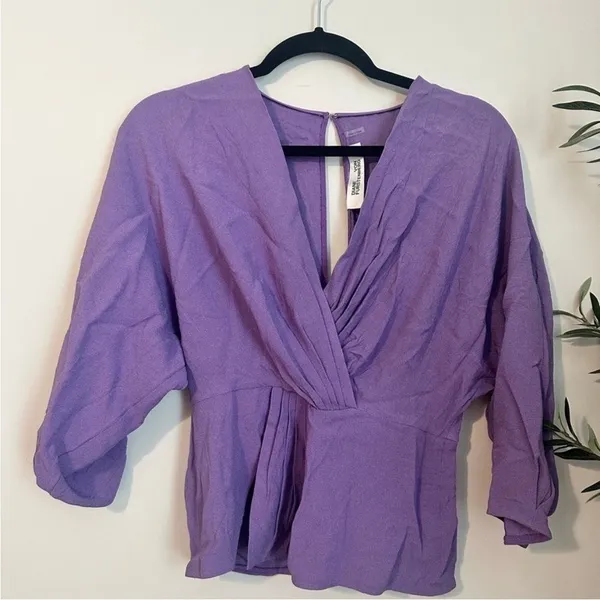 Diane Von Furstenberg Twist Front‎ Open Back Wrap Top In Lilac - Image 3