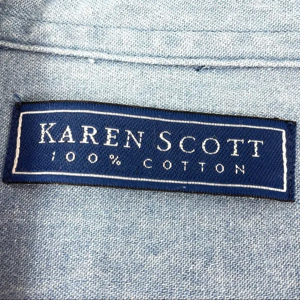 Karen Scott Vintage Christmas Chambray Top - Image 8