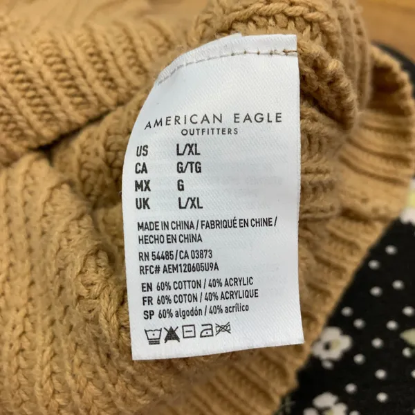 American‎ Eagle Oversized Knit Turtleneck Sweater Womens Size XL Rolled Cuffs - Image 5