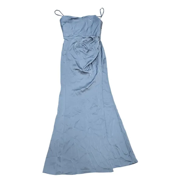 Azazie Leonis Dusty Blue Sheath Strapless Chiffon removeable strap evening gown - Image 4