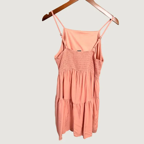 Wild Fable Coral Pink Eyelet Tiered Mini Dress Smocked Back Large - Image 7