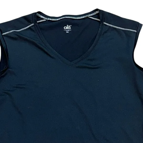 ALO Yoga Sleeveless CoolFit Athletic‎ Tank Top Black Workout Zipper Pocket XXL - Image 2