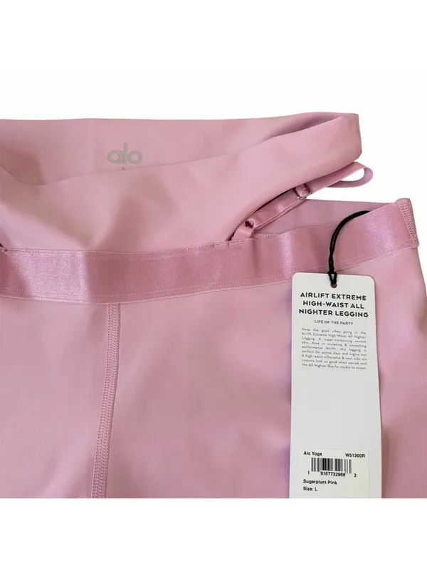 Alo Yoga Airlift Extreme High Waist All Nighter Legging Sugarplum Pink Sz Large - Image 4