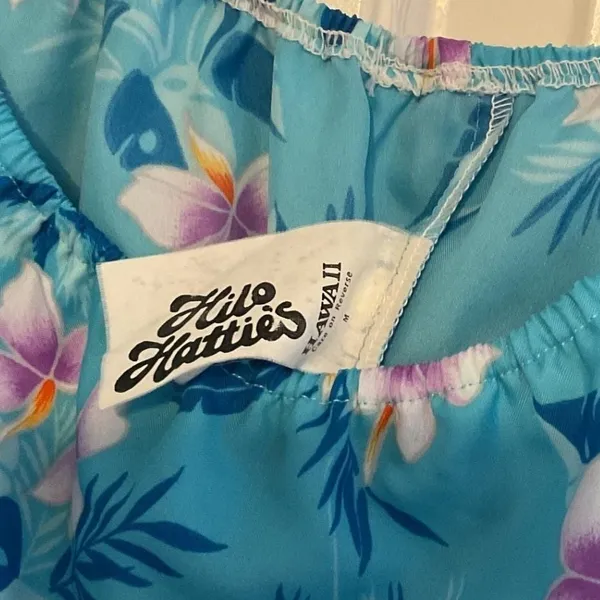 Vintage Hilo Hattie Hawaii Floral Maxi Dress Off Shoulder Ruffle Blue Purple M‎ - Image 6