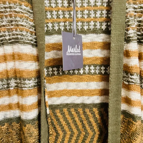 Marled Multi Color Green Yellow White Ribbed Knit Open Cardigan Size Medium - Image 9