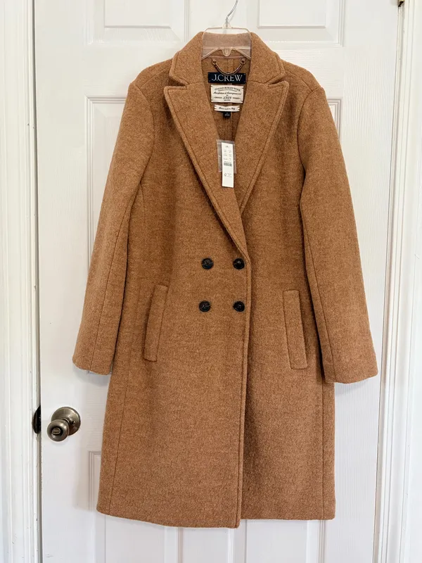 J.Crew Italian Boiled Wool Camel Topcoat Quiet Luxury Old Money Chic NWT Size 4 - Image 2