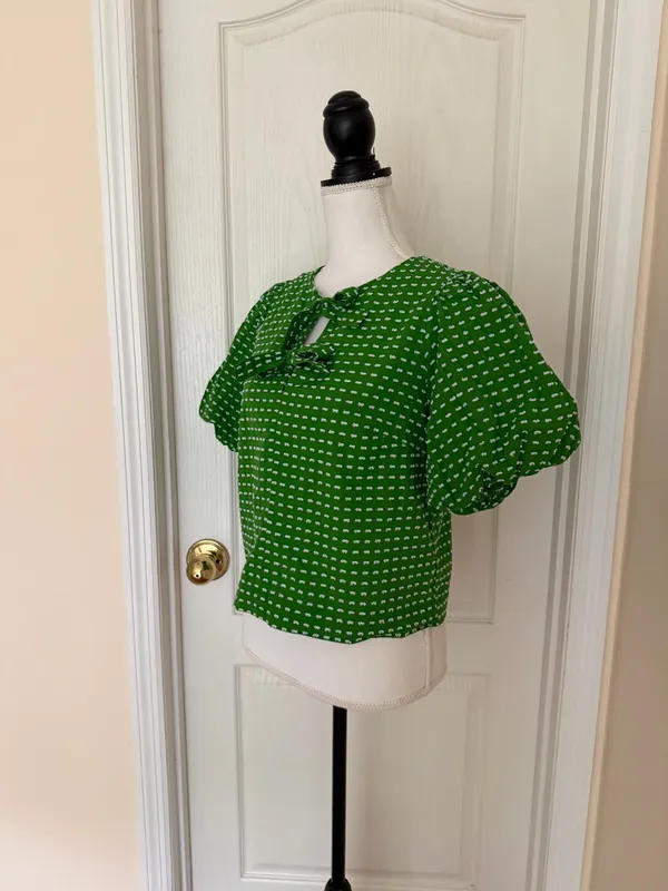 Kate Spade New York x Target Green Dot Puff Sleeve Blouse, Sz S - Image 4