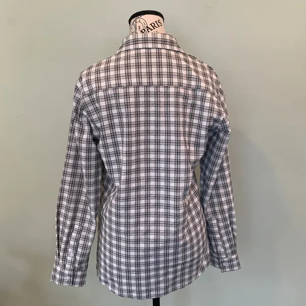 Women’s Fits like a Small Labeled Large Black and White Plaid Button Front Shirt - Image 4