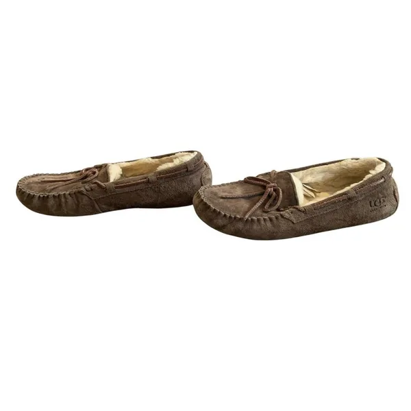 UGG Dakota Moccasin Slippers Womens 8‎ Espresso Brown Suede Shearling Cozycore - Image 3